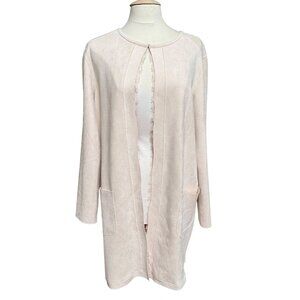 Cactus + Pearl Open Front Longline Blazer Cardigan Duster Soft Pink  XXL Stretch